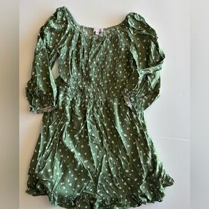 Girls green floral dress size 14